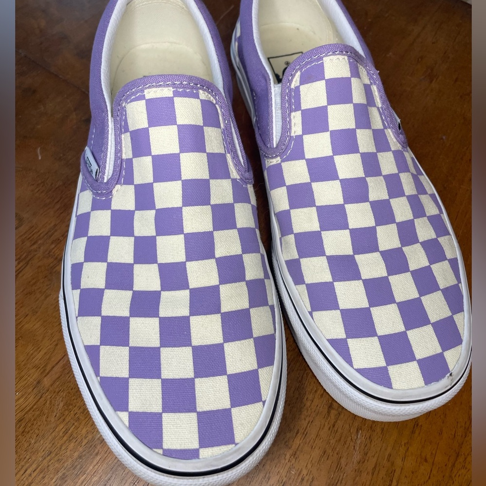 NWOT Purple Checkered VanS